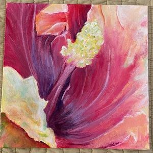 Original Acrylic Floral Hibiscusl Painting 8x8